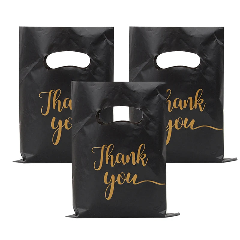 50/100pcs Thank You Gift Bags Wedding Candy Biscuit Packaging Plastic Bag Birthday Party Gift For Guests Small Business Supplies