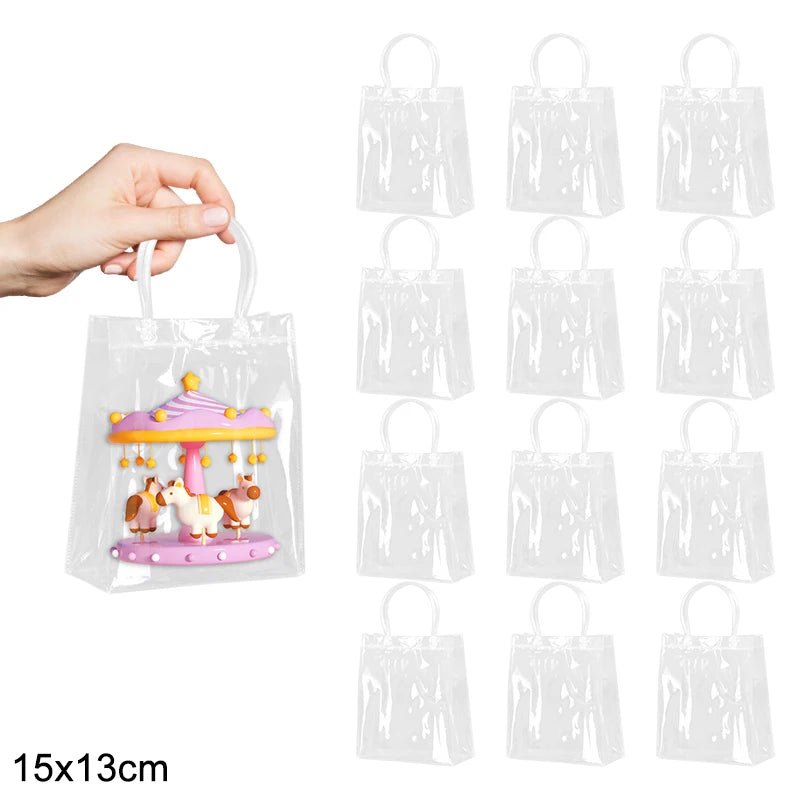 5/10Pcs Clear Gift Bag with Handle Birthday Party Wedding PVC Candy Gift Packaging Christmas Baby Shower Favors Gift Flower Wrap