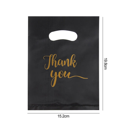 50/100pcs Thank You Gift Bags Wedding Candy Biscuit Packaging Plastic Bag Birthday Party Gift For Guests Small Business Supplies