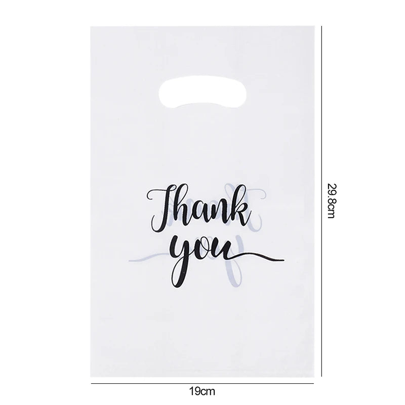 50/100pcs Thank You Gift Bags Wedding Candy Biscuit Packaging Plastic Bag Birthday Party Gift For Guests Small Business Supplies