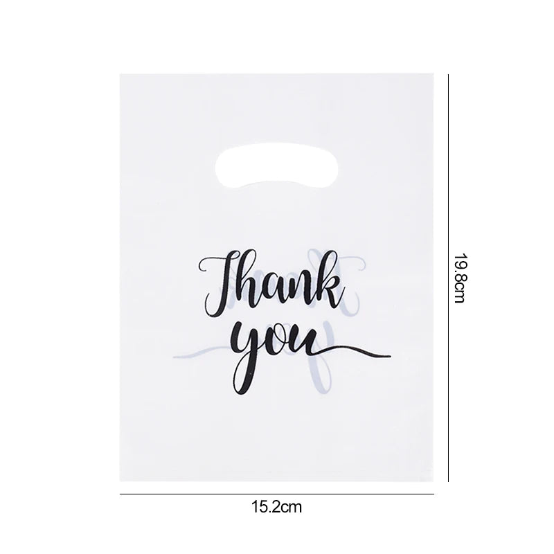 50/100pcs Thank You Gift Bags Wedding Candy Biscuit Packaging Plastic Bag Birthday Party Gift For Guests Small Business Supplies