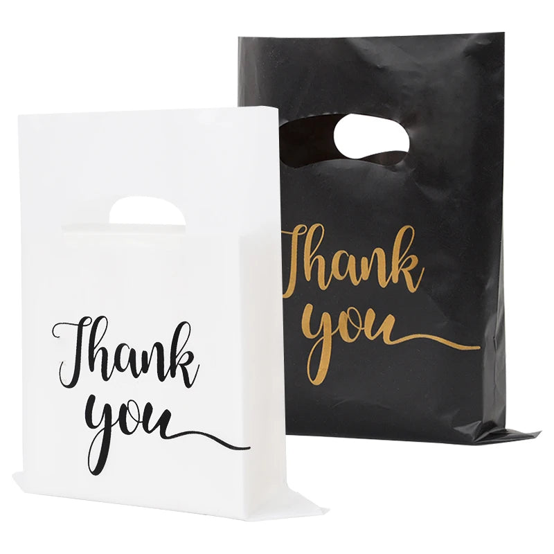 50/100pcs Thank You Gift Bags Wedding Candy Biscuit Packaging Plastic Bag Birthday Party Gift For Guests Small Business Supplies