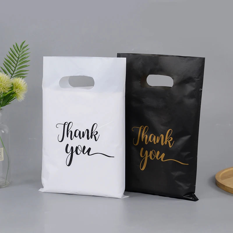 50/100pcs Thank You Gift Bags Wedding Candy Biscuit Packaging Plastic Bag Birthday Party Gift For Guests Small Business Supplies